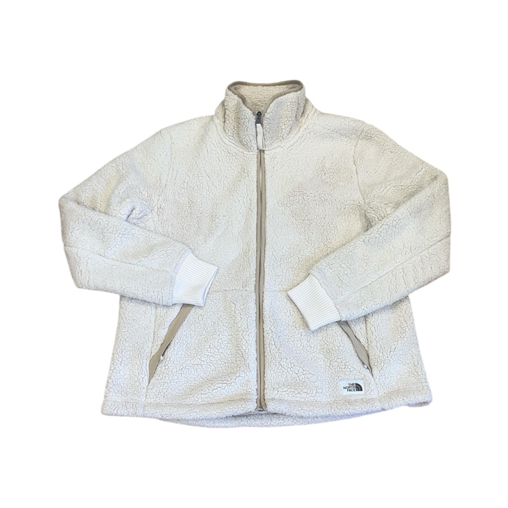 The north face cream sherpa zip up